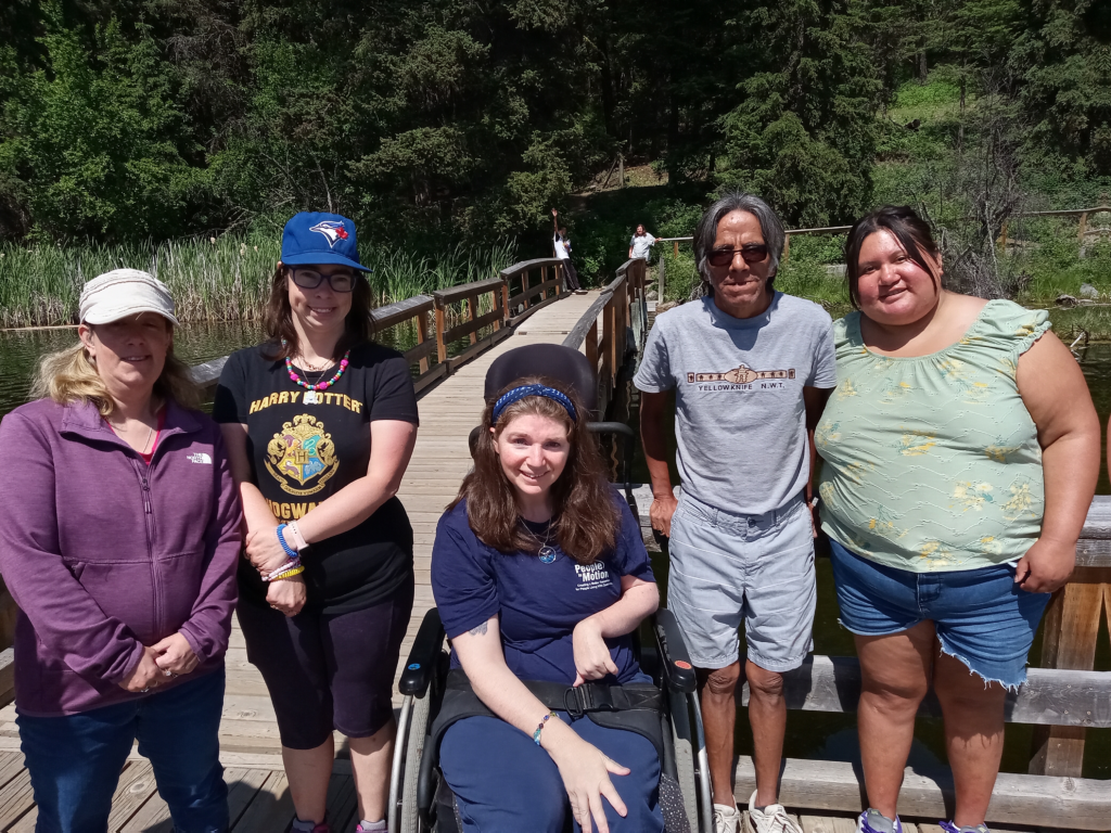 Group photo on dock