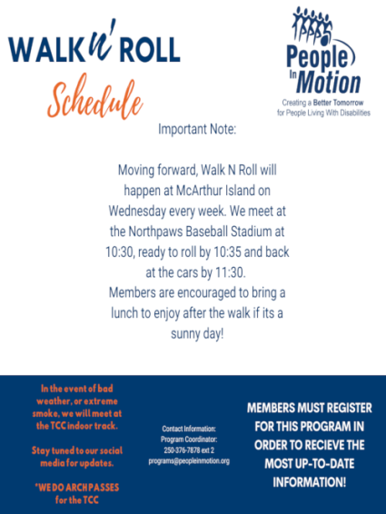 WALK N ROLL Schedule